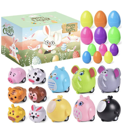 Easter Eggs Filled With Pull-Back Construction Vehicles, Cute Animals, Dinosaurs, Jewelry pieces and Bunnies