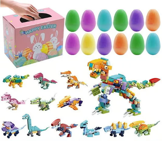 Easter Eggs Filled With Pull-Back Construction Vehicles, Cute Animals, Dinosaurs, Jewelry pieces and Bunnies