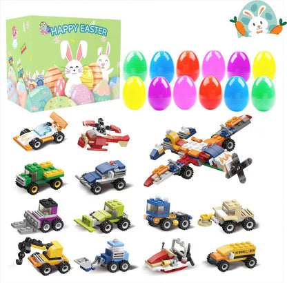Easter Eggs Filled With Pull-Back Construction Vehicles, Cute Animals, Dinosaurs, Jewelry pieces and Bunnies