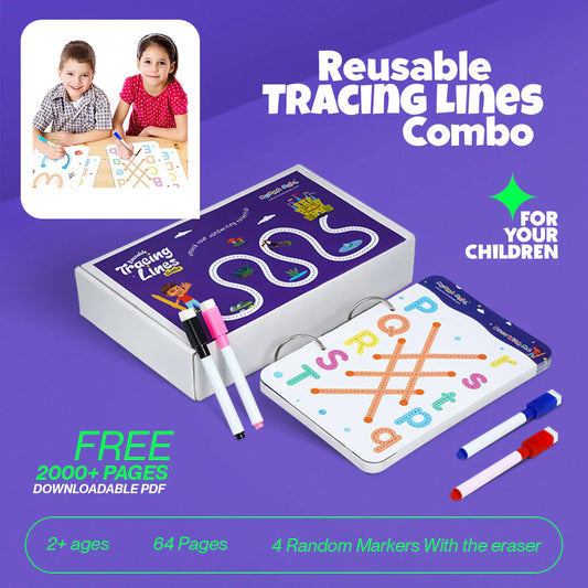 writoimprov™️ 128Pages Reusable Tracing Line Book For kids 📚
