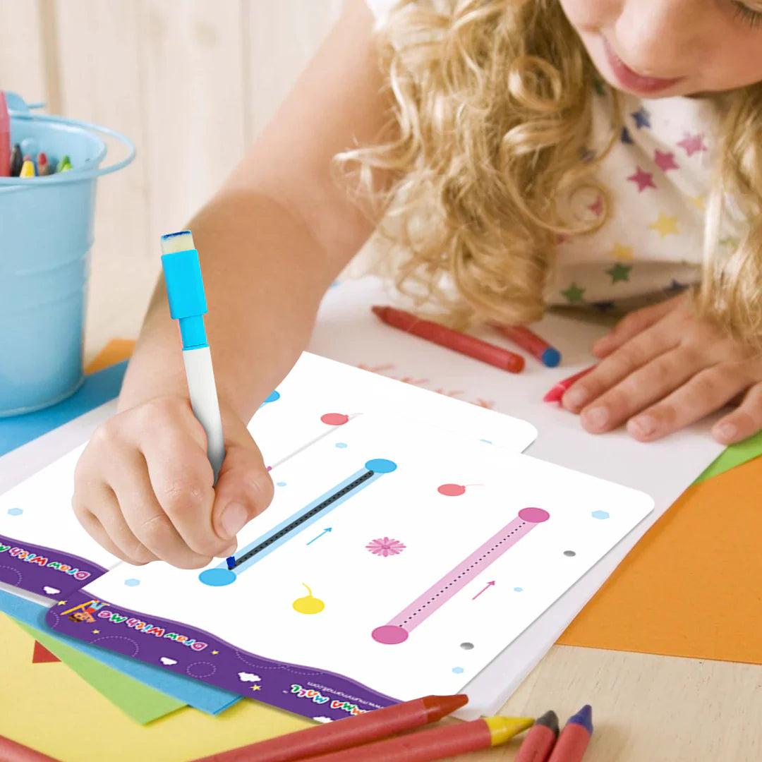 writoimprov™️ 128Pages Reusable Tracing Line Book For kids 📚