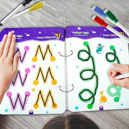 writoimprov™️ 128Pages Reusable Tracing Line Book For kids 📚