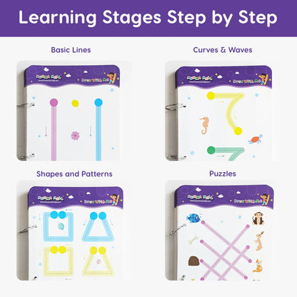 writoimprov™️ 128Pages Reusable Tracing Line Book For kids 📚