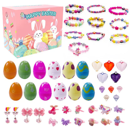 Easter Eggs Filled With Pull-Back Construction Vehicles, Cute Animals, Dinosaurs, Jewelry pieces and Bunnies