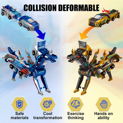 🎁Children's Special ✨ Collision Transforming Dinosaur Car Toy